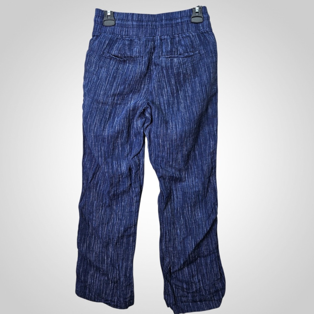 Athleta Cabo Linen Textured Wide Leg Pants Size 4 High Rise Chambray Drawstring‎ - Picture 2 of 12